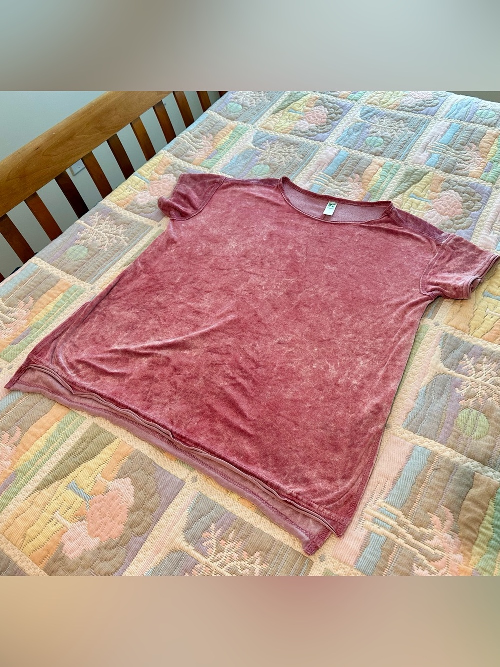 GreenTea Women's Washed Short Sleeve Tee - Mauve